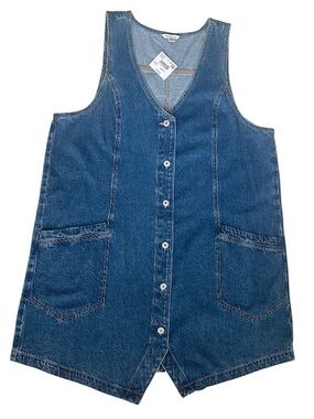 American Eagle Denim Pinafore Dress Women Plus Size XXL Blue Western Boho Summer